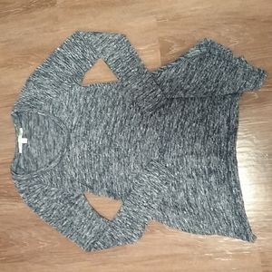 (S) Max Studio Heathered Soft Long Top Asymmetrical Casual Weekend Comfy